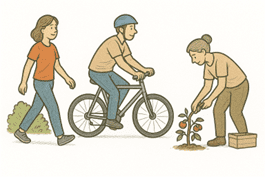 wandelen, fietsen, tuinieren